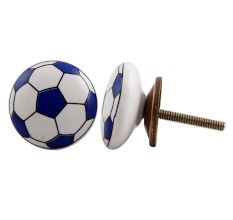 Navy Blue Football Ceramic Flat Knob